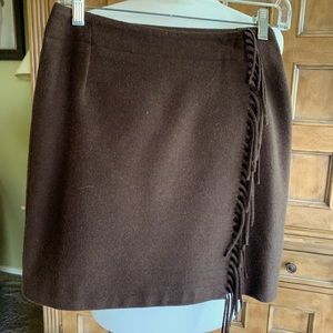 Brown fringe mini skirt